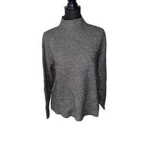 Tahari Black and Gray Herringbone Top